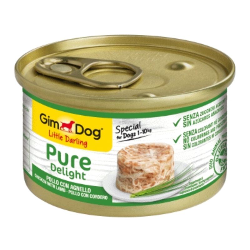 Lata Perros Gimdog Pure Delight Pollo/Cordero, 85Gr
