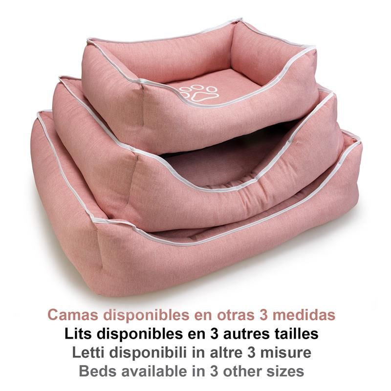 Cama Cama Cuadrada Rosa Con Huella Y Ribete 70X55X19Cm