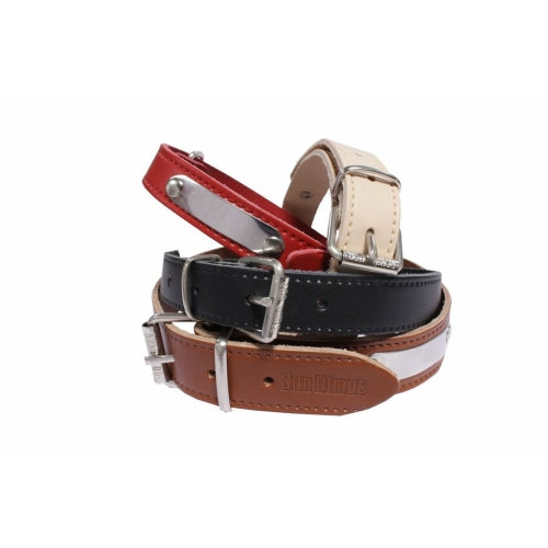 Collar Cuero Con Placa 15Mm.Marron