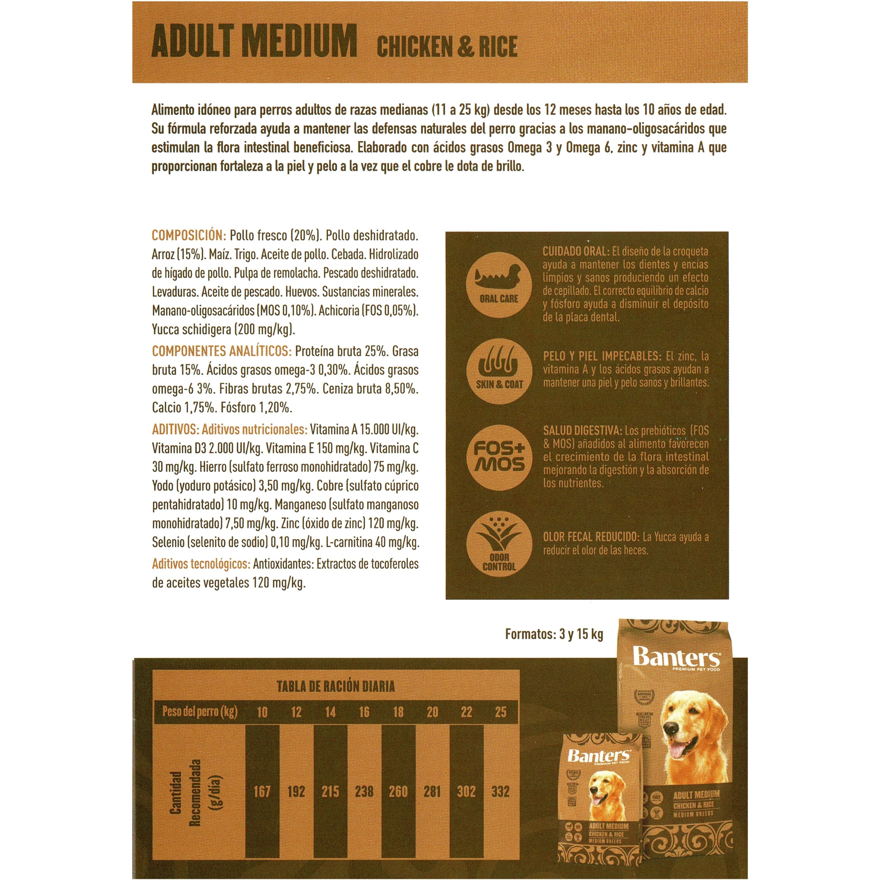 Banters Dog Adult Medium Chicken&Rice 15 Kg