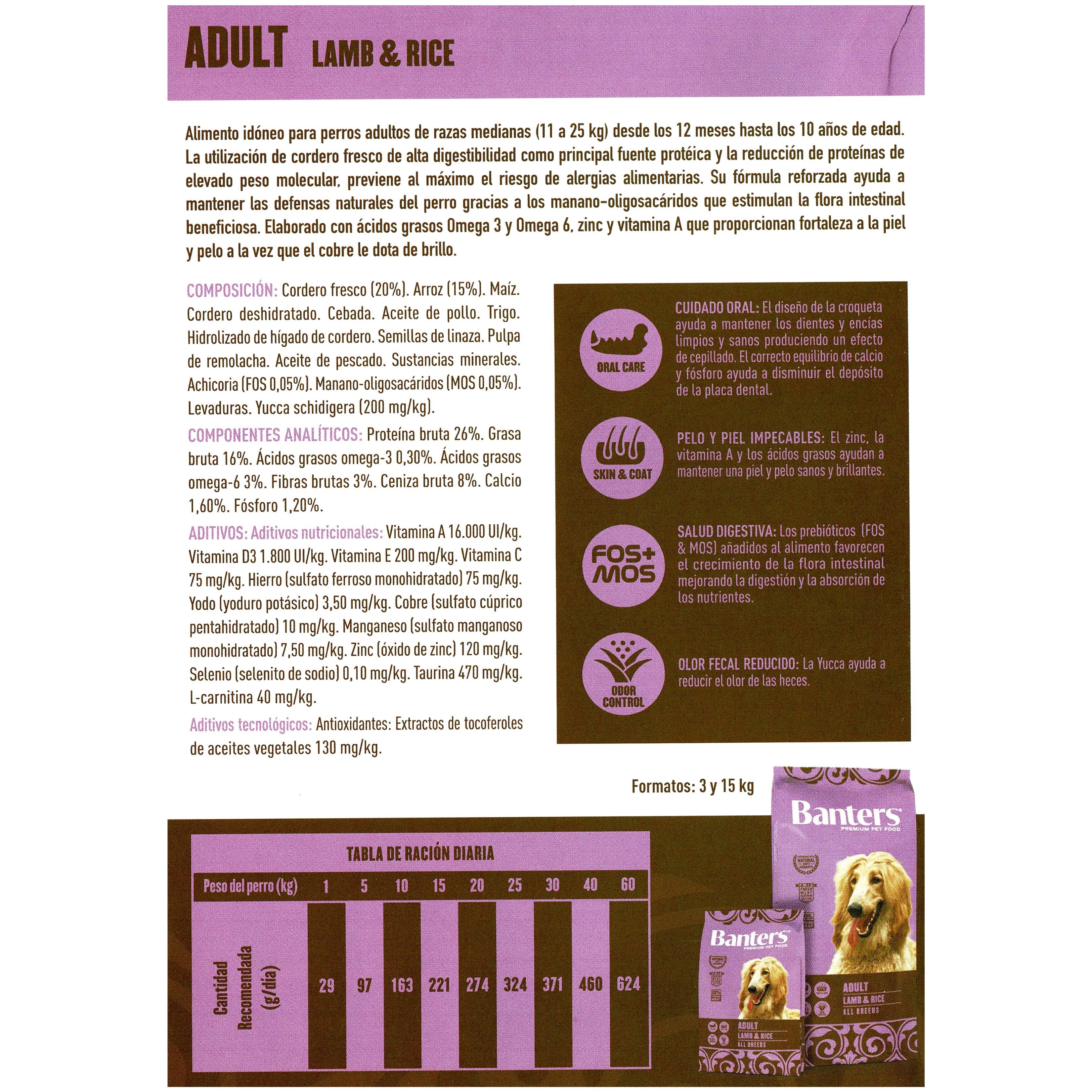 Banters Dog Adult Lamb&Rice 3Kg