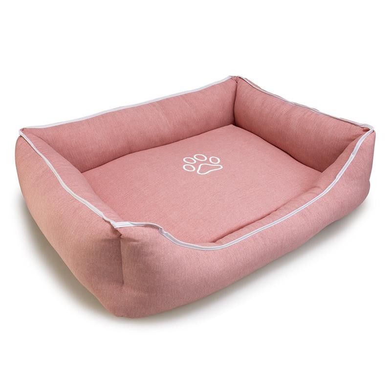 Cama Cama Cuadrada Rosa Con Huella Y Ribete 70X55X19Cm
