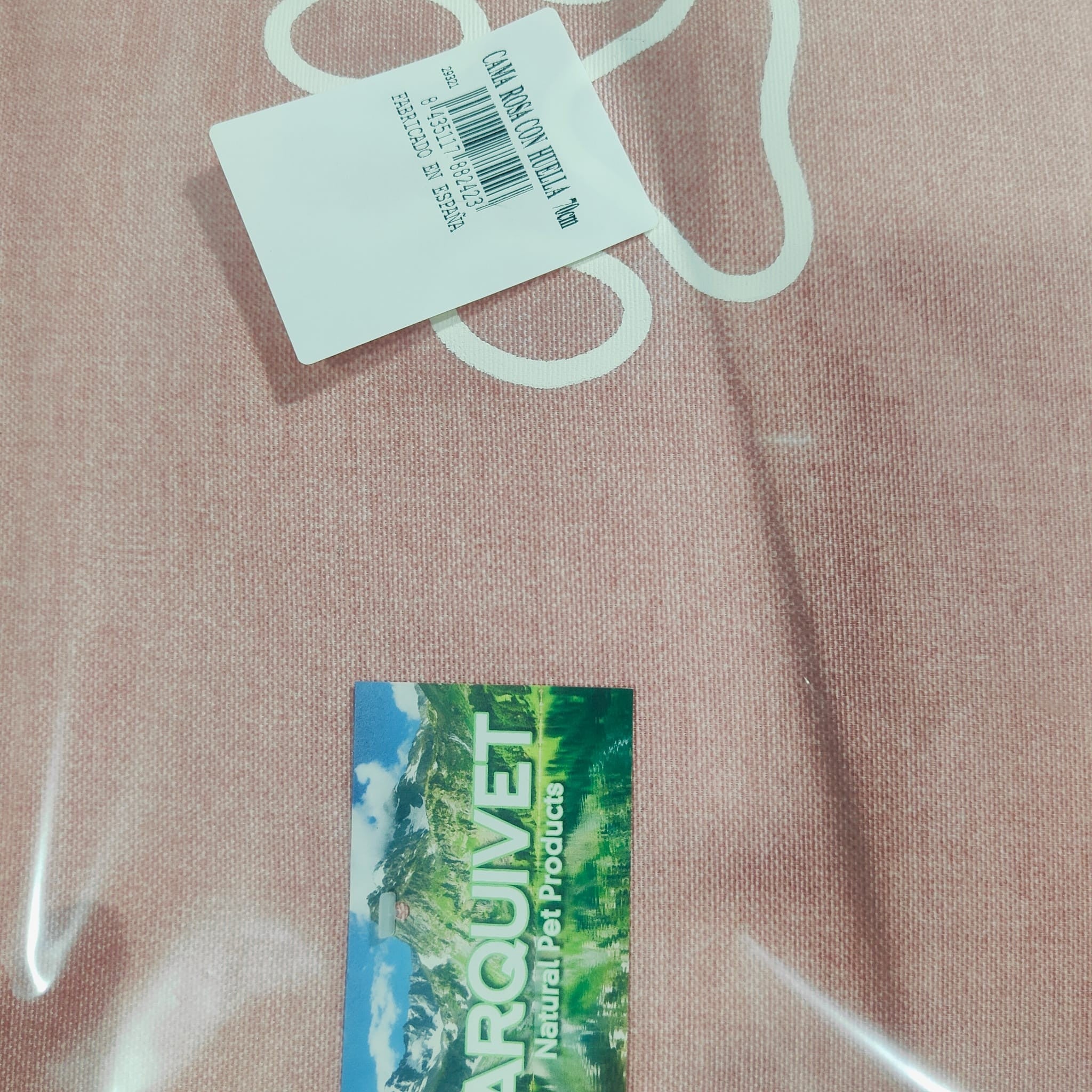 Cama Cama Cuadrada Rosa Con Huella Y Ribete 70X55X19Cm